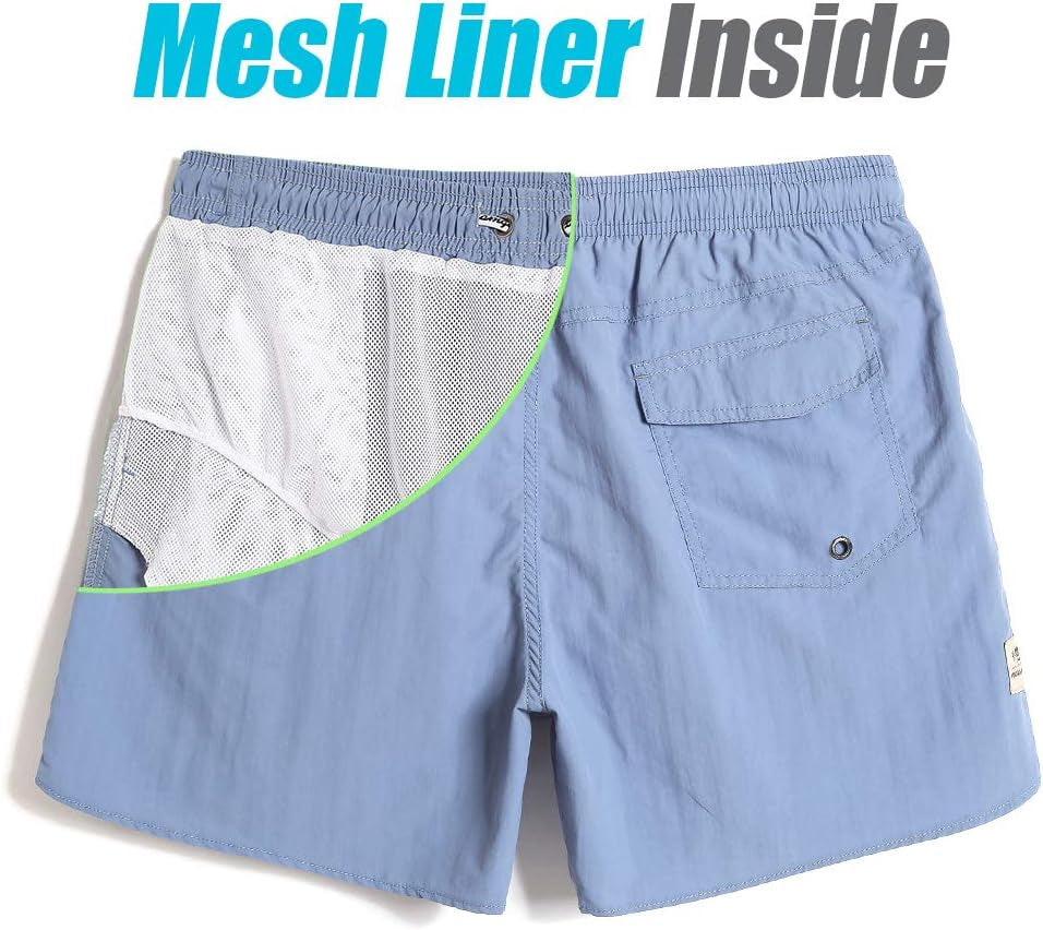 Mens Swim Trunks 5" with Mesh Lining Quick Dry Bathing Suits for Men Swim Shorts Swimwear