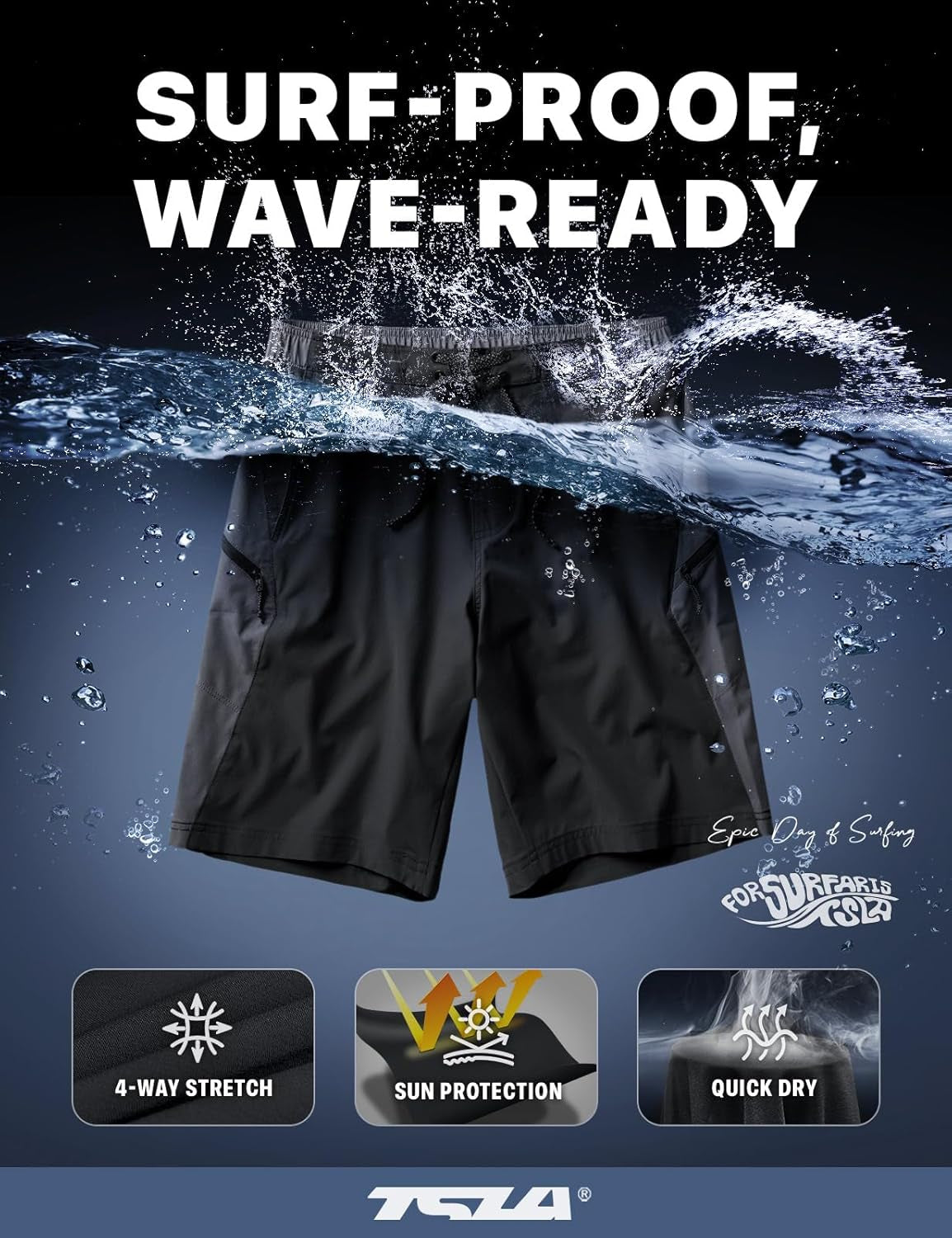 Men'S Swim Trunks, Quick Dry Swimming Beach Board Shorts, Lightweight Swimwear Bathing Suits with Pockets