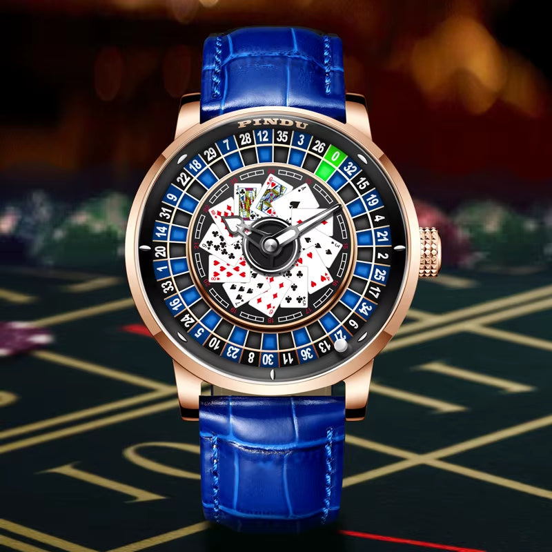 INDU Roulette Series Watch Men'S oker Fully Automatic Mechanical Watch Luminous Trendy Men'S Watch Large Dial Watch