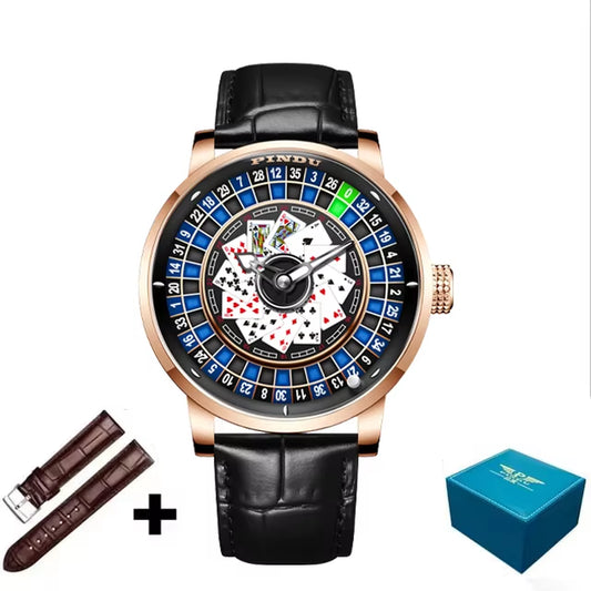 INDU Roulette Series Watch Men'S oker Fully Automatic Mechanical Watch Luminous Trendy Men'S Watch Large Dial Watch