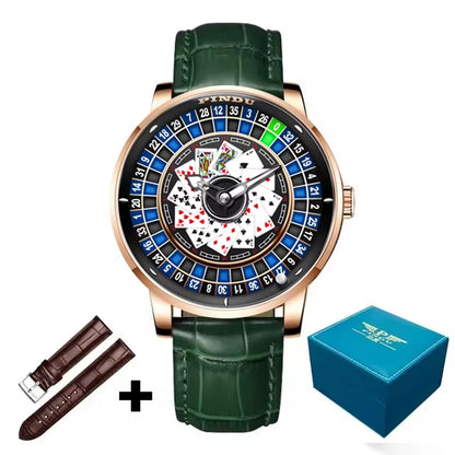 INDU Roulette Series Watch Men'S oker Fully Automatic Mechanical Watch Luminous Trendy Men'S Watch Large Dial Watch