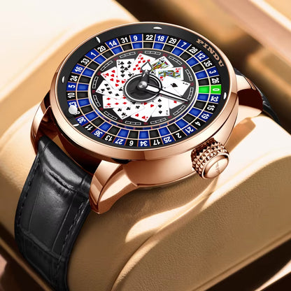 INDU Roulette Series Watch Men'S oker Fully Automatic Mechanical Watch Luminous Trendy Men'S Watch Large Dial Watch