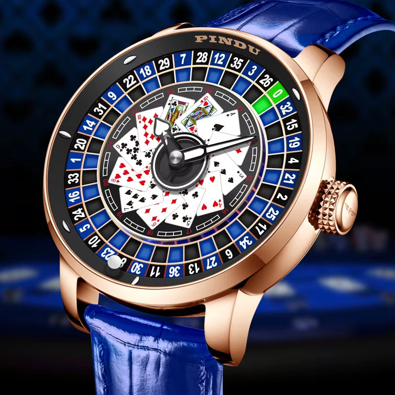 INDU Roulette Series Watch Men'S oker Fully Automatic Mechanical Watch Luminous Trendy Men'S Watch Large Dial Watch