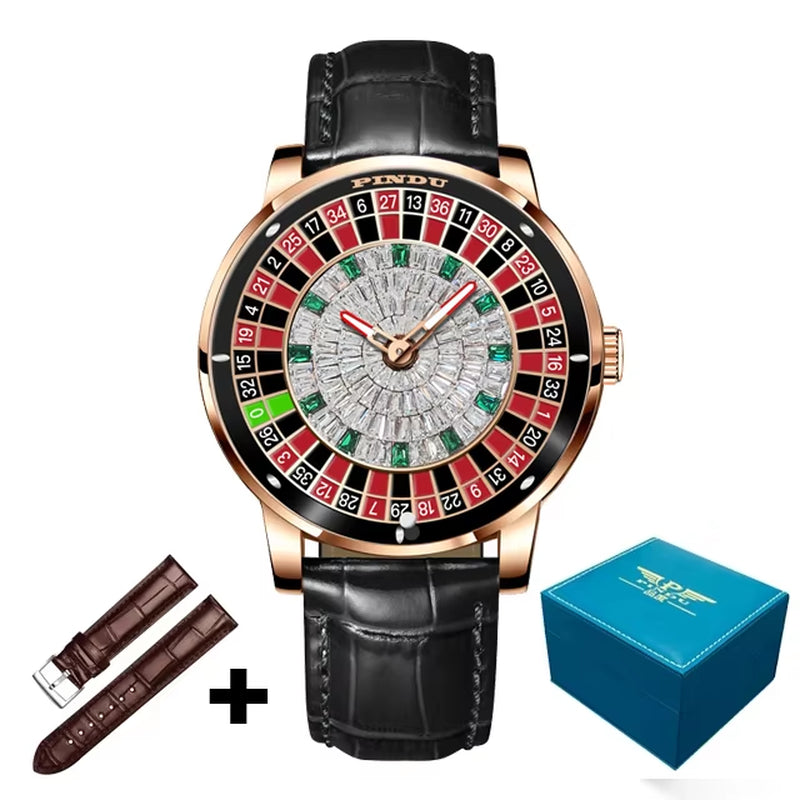 INDU Roulette Series Watch Men'S oker Fully Automatic Mechanical Watch Luminous Trendy Men'S Watch Large Dial Watch