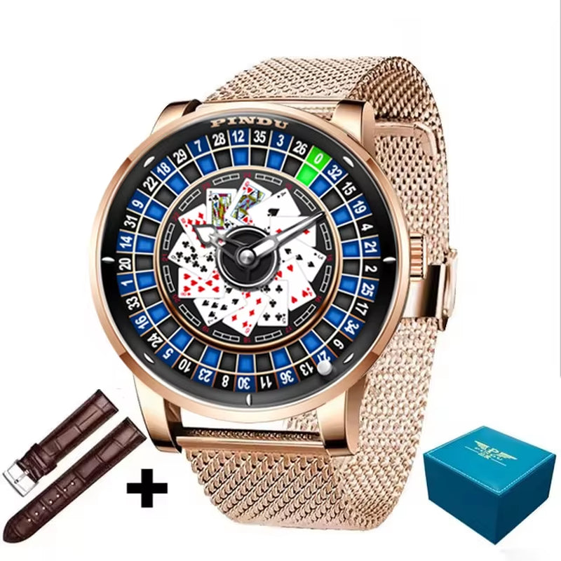 INDU Roulette Series Watch Men'S oker Fully Automatic Mechanical Watch Luminous Trendy Men'S Watch Large Dial Watch